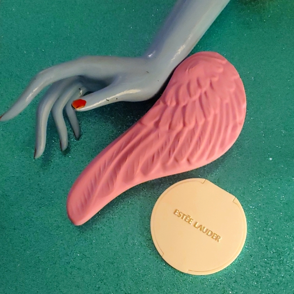 Vintage estee lauder mirror and angel wing detangler brush